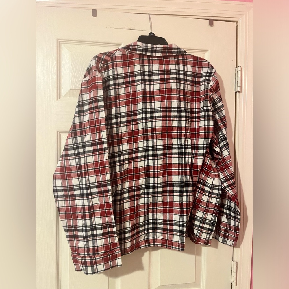 Disney flannel plaid Pajama Mickey Mouse button up blouse size 1X women's - Picture 7 of 7